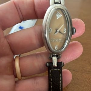 Beautiful sterling, silver Sada link, watch, leather